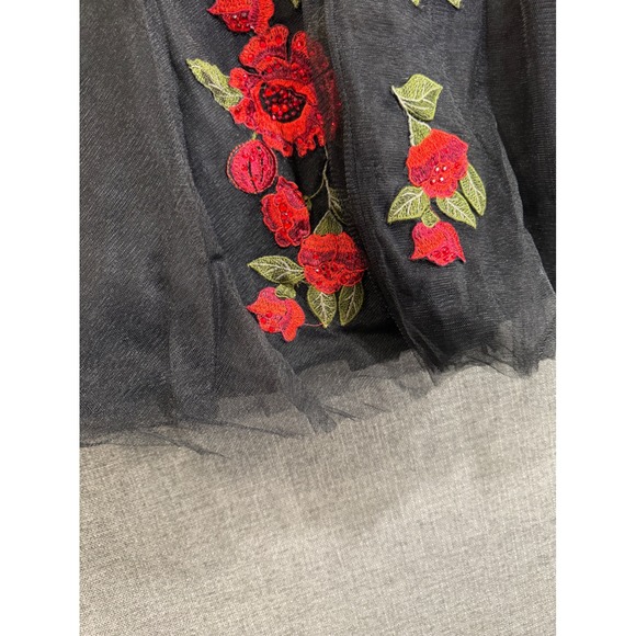 Embellished Jovani Beaded Crop Top & Floral Tulle Skirt Set Women's - Picture 12 of 16